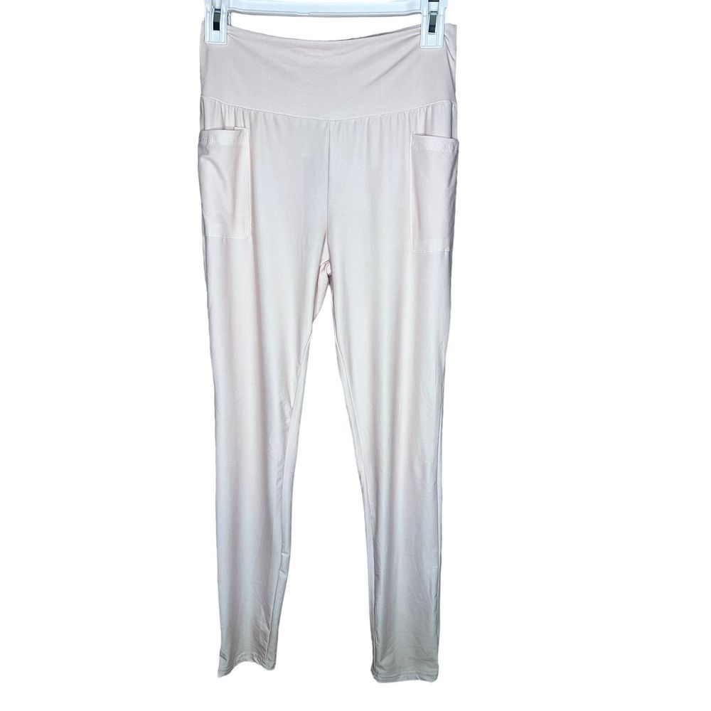 Lily by Firmiana Cream Pink Silky Light Pants with Pockets NWT